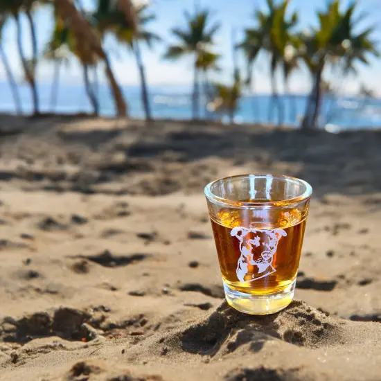 2oz Pit bull dog puppy Shot Glass {5}