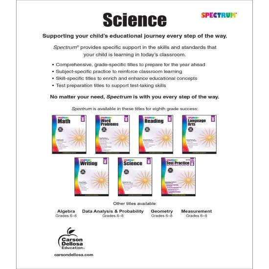 Spectrum Grade 8 Science Workbook, Middle School Books Covering Natural, Earth, Life Sciences, and More With Scientific Research Activities, Classroom or Homeschool Curriculum {2}