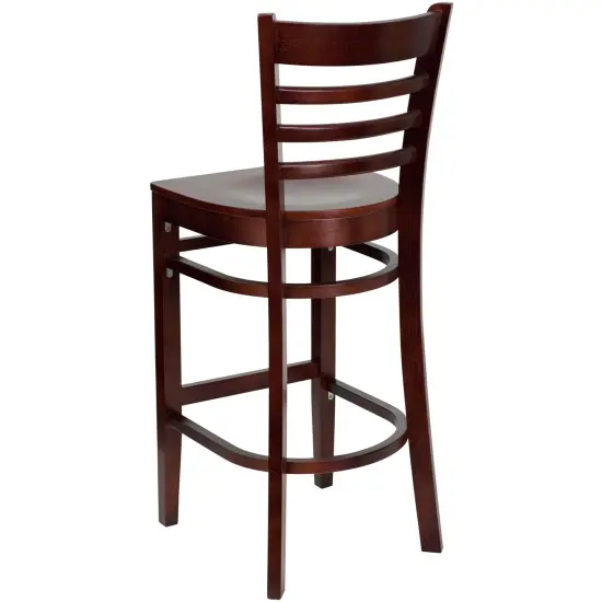 Emma and Oliver Ladder Back Wooden Restaurant Dining Barstool MahoganyWood {4}