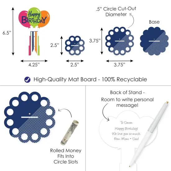 Big Dot of Happiness Cheerful Happy Birthday - DIY Colorful Birthday Party Money Holder Gift - Cash Cake {4}