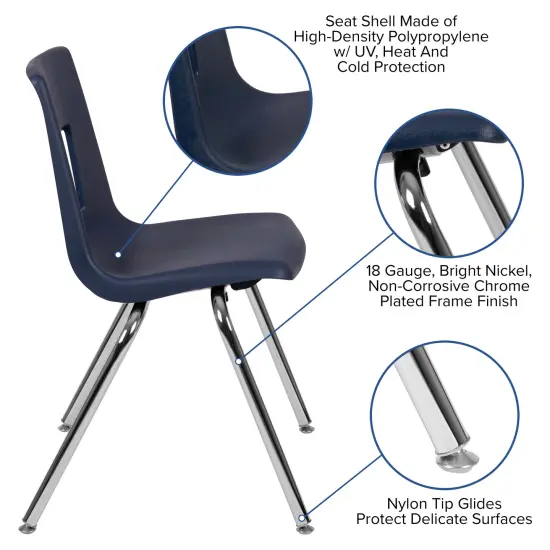 Emma and Oliver Student Stack School Chair - 18-inch Navy {3}