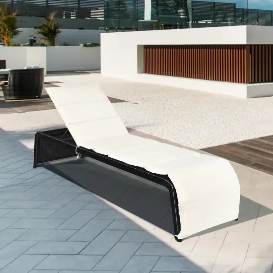 Costway Patio Rattan Lounge Chair Chaise Recliner Back Adjustable Cushioned {8}