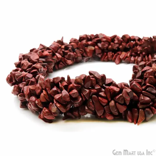 Dark Coral Chip Beads, 34 Inch, Natural Chip Strands, Drilled Strung Nugget Beads, 7-10mm, Polished, GemMartUSA (CHDR-70004) {5}