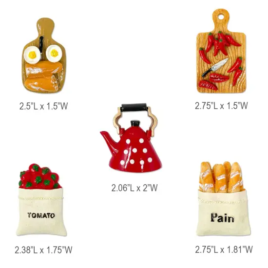 Wrapables 3D Resin Fridge Magnets, Food Simulation, Succulents, Famous Faces Refrigerator Magnets for Kitchen (Set of 5) Dinner {12}