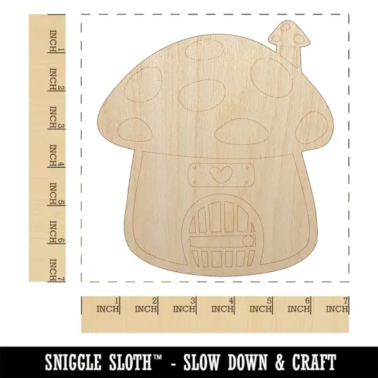 Cute Mushroom Gnome Home Unfinished Wood Shape Piece Cutout for DIY Craft Projects {1}