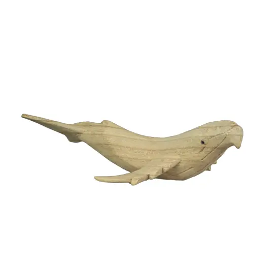 8" Hand Carved Humpback Whale Wooden Sculpture &ndash; Nautical Ocean Decor Figurine {3}