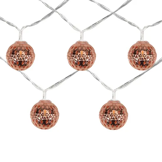 Northlight LED Rose Gold Metal Ball Christmas Light Set - 6.25' Clear Wire - 10ct Pink {1}