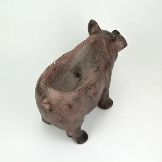 17 Inch Long Rustic Finish Smiling Pig Planter {5}
