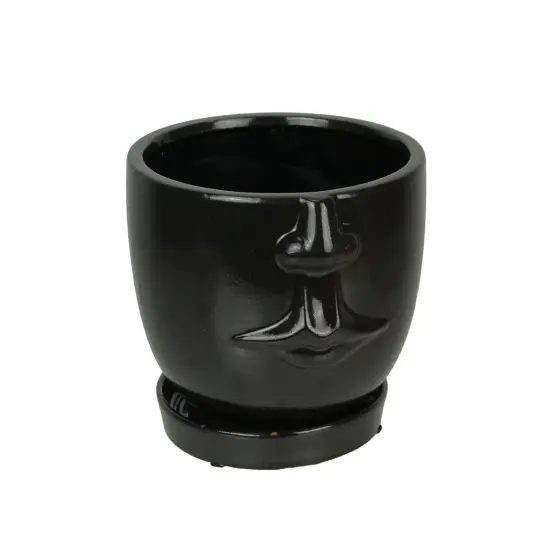 Brown Ceramic Face Planter Decorative Flower Pot Plant Holder Decor {1}