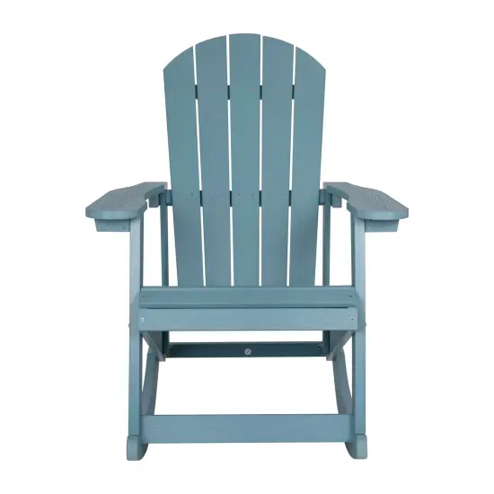 Merrick Lane Set of 2 Atlantic All-Weather Polyresin Adirondack Rocking Chair with Vertical Slats Sea Foam {3}