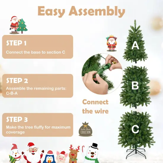 7.5 Feet Pre-lit Full Artificial Christmas Tree with Warm White and Multi-color LED Lights {5}