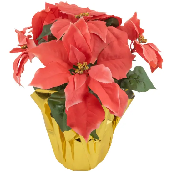 Northlight Artificial Christmas Poinsettia with Wrapped Base - 14.5" - Pink {5}