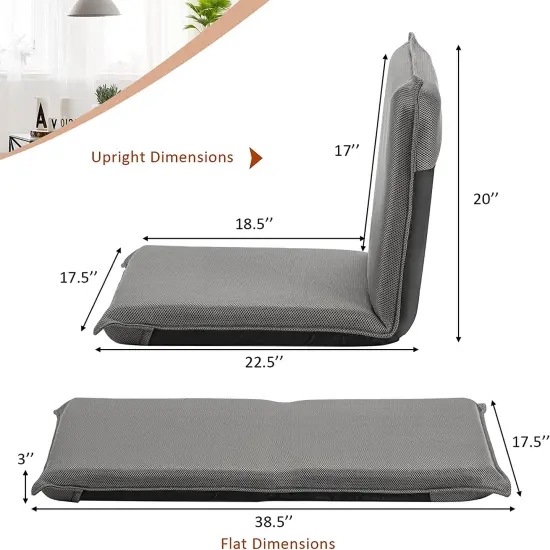 Adjustable 6 position Folding Lazy Man Sofa Chair Floor Chair Grey {5}