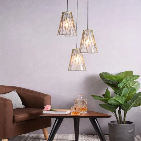 Modesta 3 Light Brass Pendant {2}