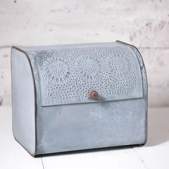 Irvins Country Tinware Bread Box in Weathered Zinc Grey {3}