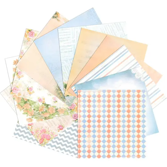 Wrapables 6x6 Decorative Single-Sided Scrapbook Paper for Arts & Crafts Projects, Scrapbooking, Card-Making Peach & Blue {4}