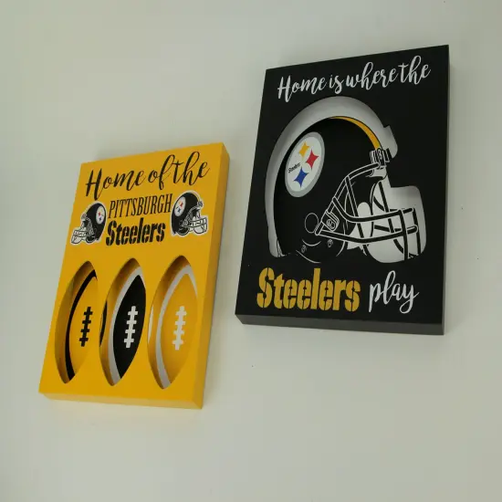 NFL Pittsburgh Steelers Cut Out Helmet and Football Shapes Wall Hangings {3}