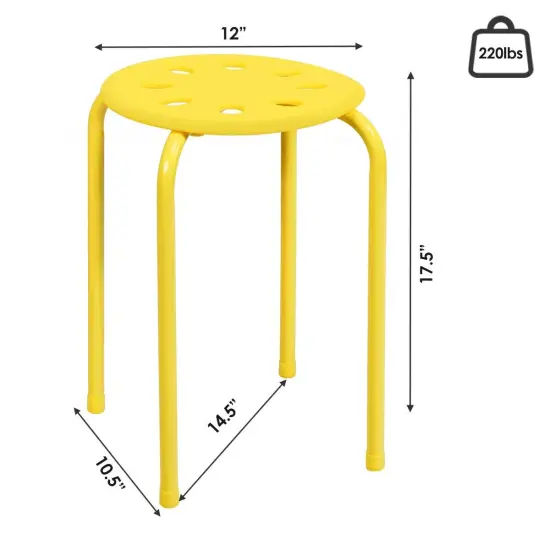 17.5 Inch Set of 6 Portable Plastic Stack Stools with Metal Frame Multicolor {1}