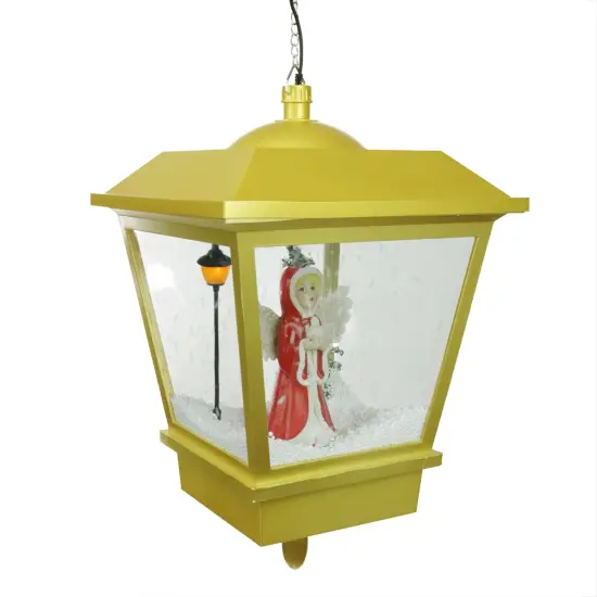 Northlight 17.75" Lighted Musical Snowing Angel Hanging Christmas Street Lamp Gold {1}