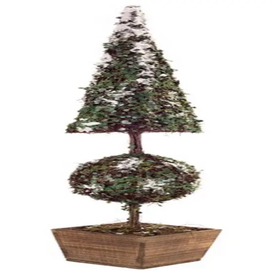 Melrose 3.25' Green Potted Snow Covered Topiary Artificial Christmas Tree - Unlit {1}