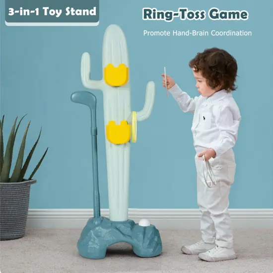 3-in-1 Cactus Toy Stand Sports Activity Center with Golf and Ring-Toss {5}