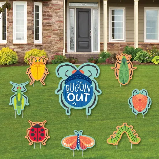 Big Dot of Happiness Buggin' Out - Yard Sign and Outdoor Lawn Decorations - Bugs Birthday Party Yard Signs - Set of 8 {1}