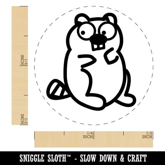 Wary Beaver Doodle Self-Inking Rubber Stamp for Stamping Crafting Planners Green {1}