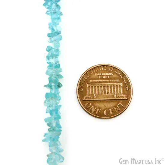 Apatite Chip Beads, 34 Inch, Natural Chip Strands, Drilled Strung Nugget Beads, 3-7mm, Polished, GemMartUSA (CHAP-70001) {2}