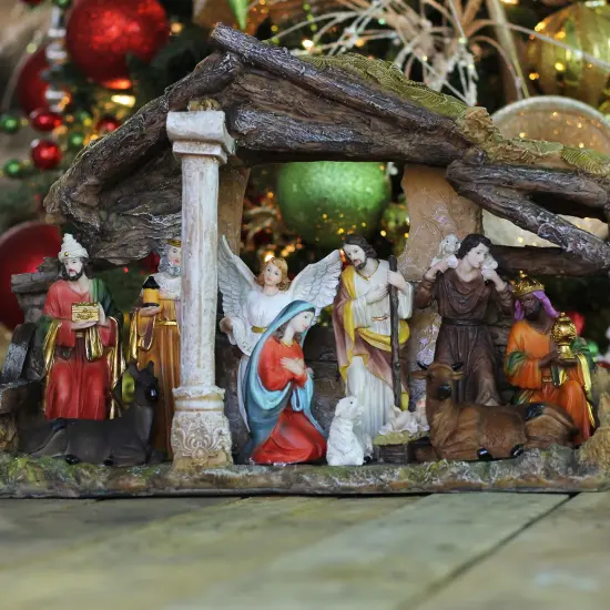 Northlight 18" Traditional Christmas Nativity with Stable House Decoration Multi {4}