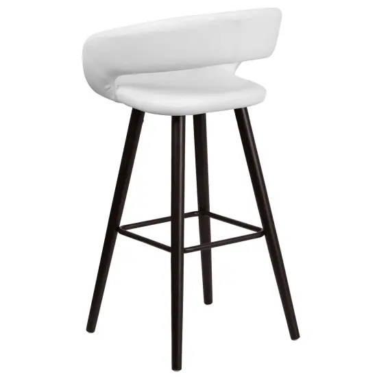 Emma and Oliver 2 Pk. 29'' High Contemporary Vinyl Barstool with Cappuccino Wood Frame Black {9}