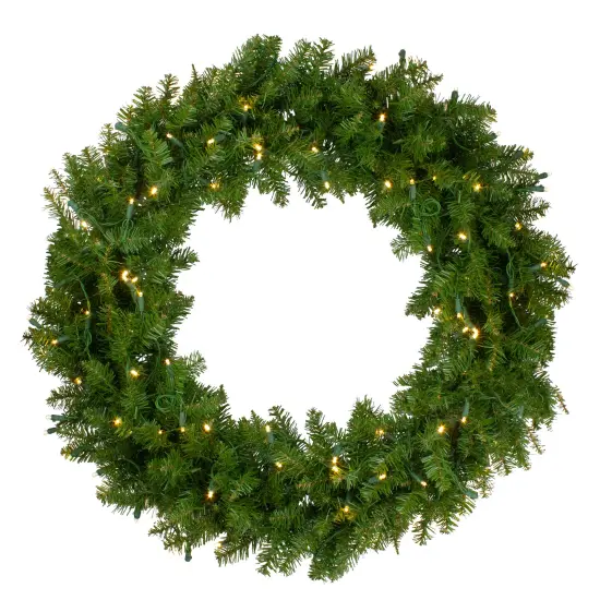 Northlight Pre-Lit Northern Pine Artificial Christmas Wreath - 36" - Warm White LED Lights Green {1}