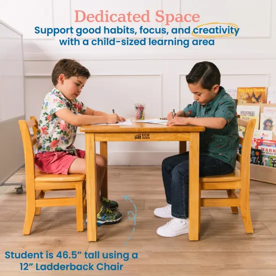 24in Square Hardwood Table with 22in Legs, Kids Furniture Honey {3}