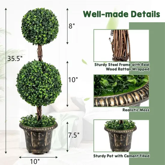36 Inch Artificial Double Ball Tree Indoor and Outdoor UV Protection {4}
