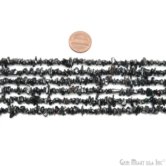 Hematite Chip Beads, 34 Inch, Natural Chip Strands, Drilled Strung Nugget Beads, 3-7mm, Polished, GemMartUSA (CHHT-70001) {3}