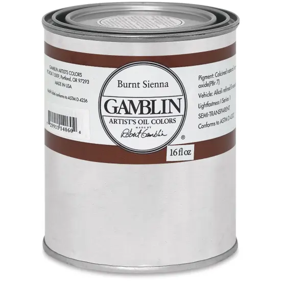 Gamblin Artist's Oil Color - Burnt Sienna, 16 oz Can {2}