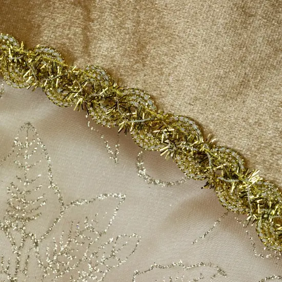 Northlight 20" Gold Glittered Poinsettia Christmas Stocking {7}