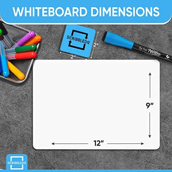 6 Pack Small White Board Dry Erase Boards Classroom Pack Mini White Boards 9"x12” Personal Whiteboards for Students Teachers School Supplies Lapboards l 6 Mini Whiteboard Erasers Included {4}