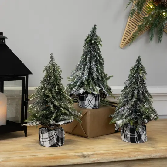 Northlight Mini Silvery Pine Downswept Artificial Christmas Trees - 9.5" - Set of 3 Green {3}