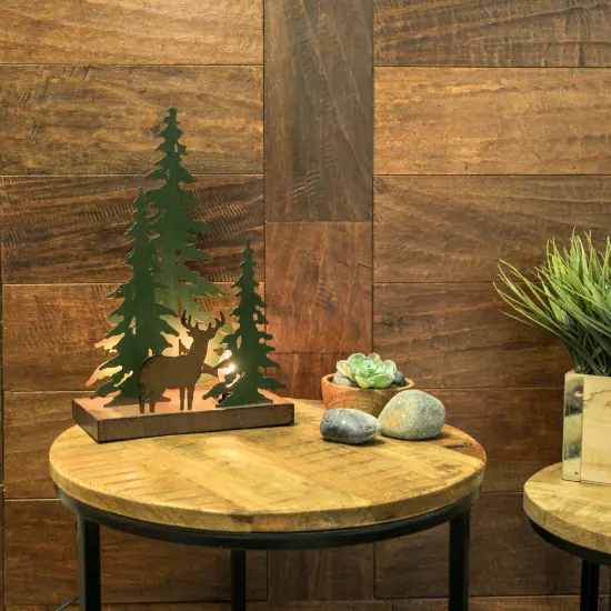 Rustic Metal Deer Forest Stroll Accent Lamp Decorative Woodland Cabin Home Decor {5}