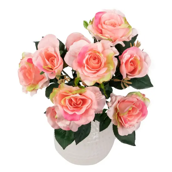Allstate Rose Artificial Floral Bush Spray- 18" - Pink {5}