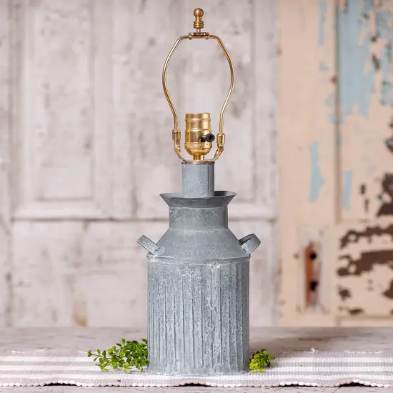 Irvins Country Tinware Milk Jug Lamp Base in Weathered Zinc Grey {3}