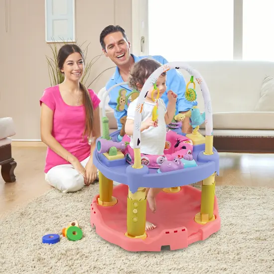 3-in-1 Baby Activity Center with 3-position for 0-24 Months Pink {2}