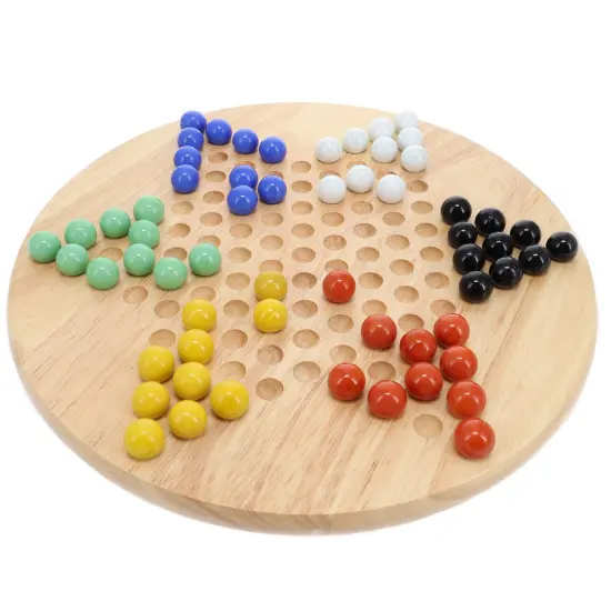 WE Games Solid Wood Chinese Checkers Set with Glass Marbles - 11.5 Inch {3}