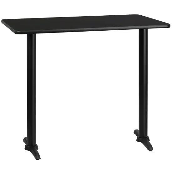 Emma and Oliver 30"x48" Rectangular Laminate Bar Table with 5"x22" Bases Black {1}
