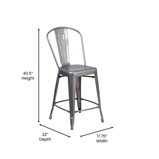 Merrick Lane Geralt Modern Stool with Powder Coated Metal Frame for Indoor Use Clear Coated {5}