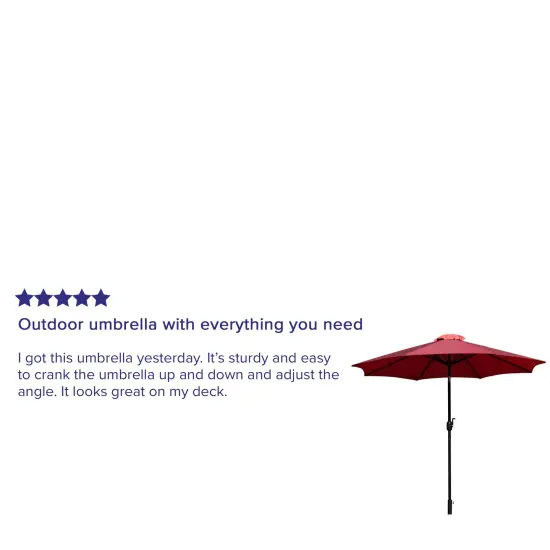 Merrick Lane Bali 9' Round UV Resistant Outdoor Patio Umbrella With Height Lever And 33&deg; Push Button Tilt Navy {8}