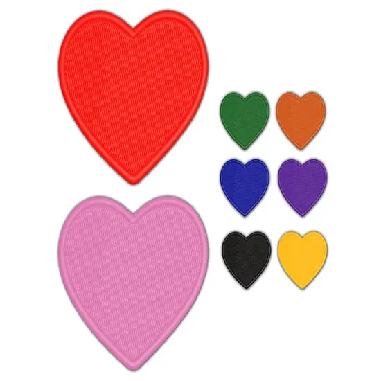 Heart Solid Embroidered Iron-On Patch Applique Orange {1}