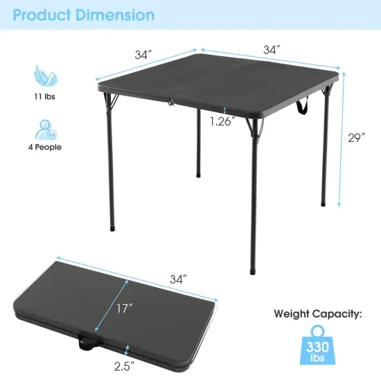 Folding Camping Table with All-Weather HDPE Tabletop and Rustproof Steel Frame Grey {4}