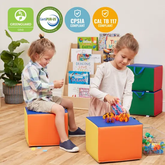 SoftZone Children's Cozy Cubes, Flexible Seating, 4-Pack Assorted {6}