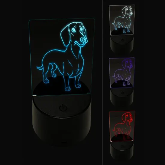 Devoted Dachshund Wiener Pet Dog 3D Illusion LED Night Light Sign Nightstand Desk Lamp {1}